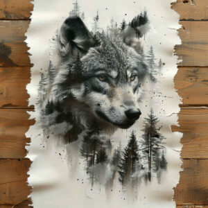 expression-wolf-tattoo – tattoo design ideas free ai generated – neotraditional-refined-color-palette – for-outer-arm – Gallery: wolves-inkby-ai