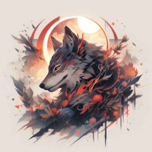 expression-wolf-tattoo – tattoo design ideas free ai generated – surrealism-juxtaposition – for-lower-back – Gallery: wolves-inkby-ai