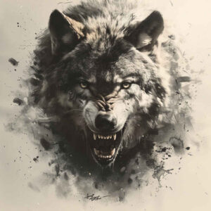 flowing-line-wolf-tattoo – tattoo design ideas free ai generated – realism-clean-background – for-temple – Gallery: wolves-inkby-ai
