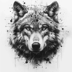 flowing-line-wolf-tattoo – tattoo design ideas free ai generated – realism-dynamic-shadows – for-shin – Gallery: wolves-inkby-ai