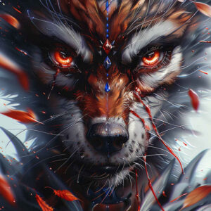 flowing-line-wolf-tattoo – tattoo design ideas free ai generated – surrealism-shifting-shapes – for-neck – Gallery: wolves-inkby-ai