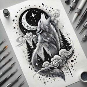 for-women – tattoo design ideas free ai generated – surrealism-chromatic-aberration – for-toe – Gallery: wolves-inkby-ai