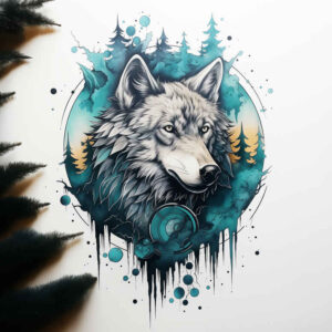 freedom-symbol-wolf-tattoo – tattoo design ideas free ai generated – neotraditional-clean-fill – for-side-torso – Gallery: wolves-inkby-ai