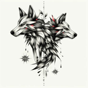 freedom-symbol-wolf-tattoo – tattoo design ideas free ai generated – surrealism-spectral-hues – for-back – Gallery: wolves-inkby-ai