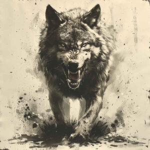 geometric-detail-wolf-tattoo – tattoo design ideas free ai generated – realism-high-contrast – for-fingers – Gallery: wolves-inkby-ai