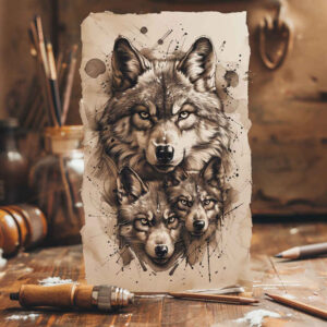 geometric-wolf-tattoo – tattoo design ideas free ai generated – neotraditional-refined-detail – for-hand – Gallery: wolves-inkby-ai
