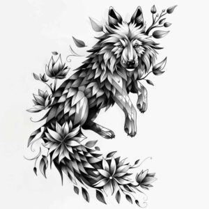 life-motif-wolf-tattoo – tattoo design ideas free ai generated – neotraditional-bold-motifs – for-back-of-neck – Gallery: wolves-inkby-ai