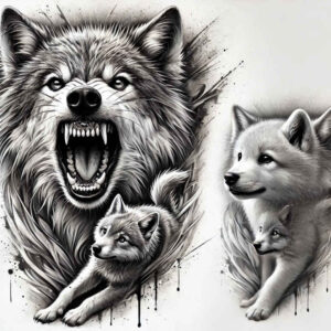 life-motif-wolf-tattoo – tattoo design ideas free ai generated – neotraditional-bold-texture – for-wrist-side – Gallery: wolves-inkby-ai