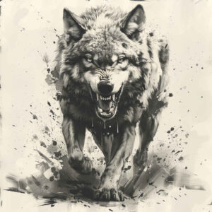 light-effect-wolf-tattoo – tattoo design ideas free ai generated – neotraditional-enhanced-shading – for-sternum – Gallery: wolves-inkby-ai