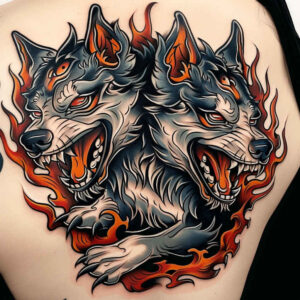 minimalist-wolf-tattoo – tattoo design ideas free ai generated – realism-form-fidelity – for-knee – Gallery: wolves-inkby-ai