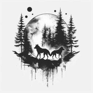 moving-wolf-tattoo – tattoo design ideas free ai generated – surrealism-esoteric – for-collarbone – Gallery: wolves-inkby-ai