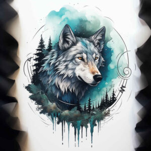 mystery-motif-wolf-tattoo – tattoo design ideas free ai generated – neotraditional-vintage-influence – for-side – Gallery: wolves-inkby-ai