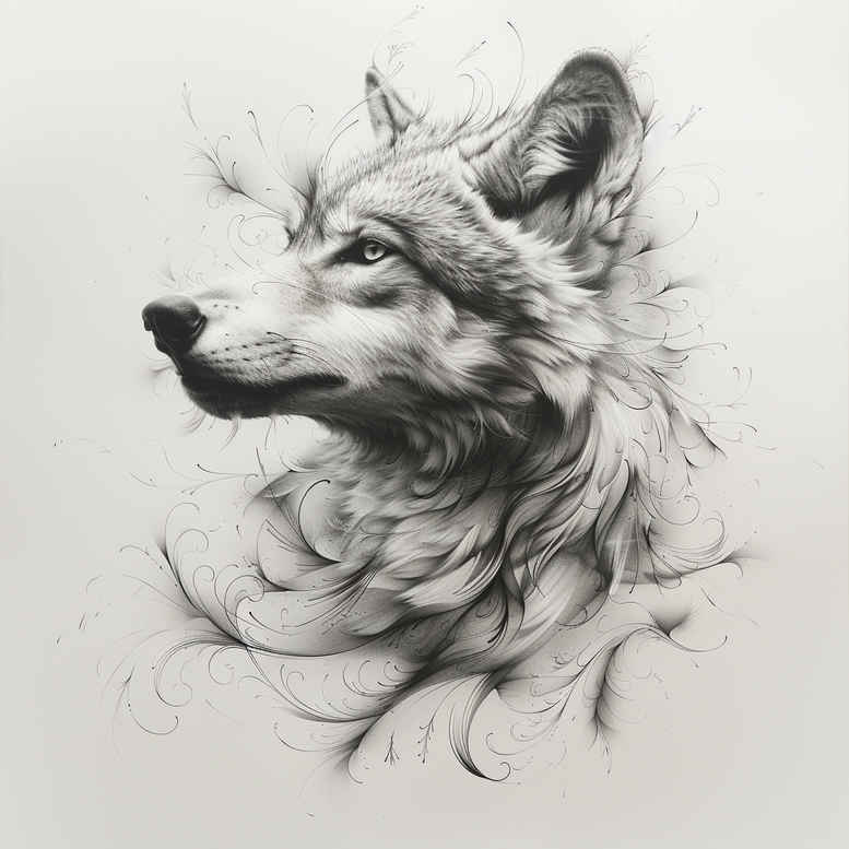 mystery-motif-wolf-tattoo – tattoo design ideas free ai generated – realism-ultra-detailed – for-forearm – Gallery: wolves-inkby-ai