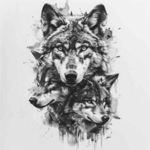 mystery-motif-wolf-tattoo – tattoo design ideas free ai generated – surrealism-morphic-transformation – for-hip – Gallery: wolves-inkby-ai