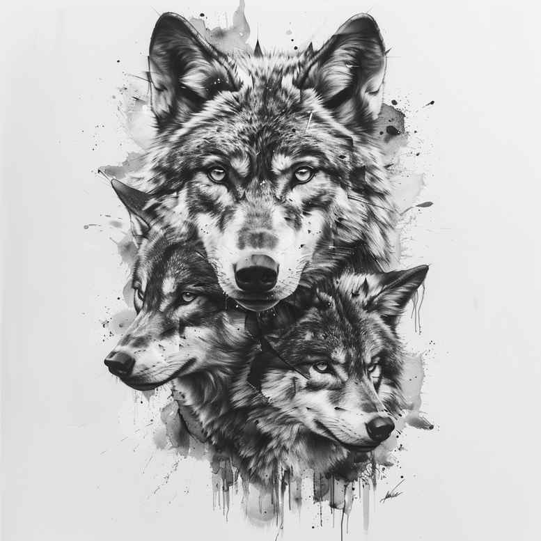 mystery-motif-wolf-tattoo – tattoo design ideas free ai generated – surrealism-morphic-transformation – for-hip – Gallery: wolves-inkby-ai