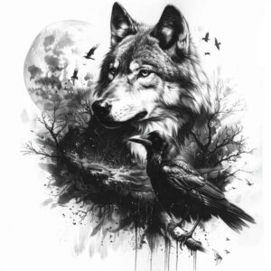 mystical-wolf-tattoo – tattoo design ideas free ai generated – neotraditional-classic-motifs – for-biceps – Gallery: wolves-inkby-ai