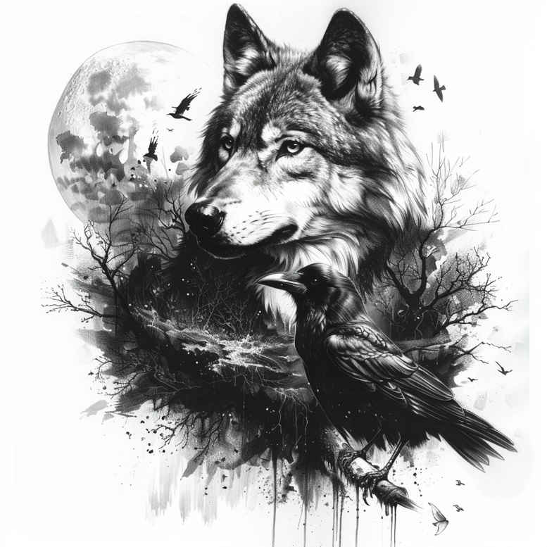 mystical-wolf-tattoo – tattoo design ideas free ai generated – neotraditional-classic-motifs – for-biceps – Gallery: wolves-inkby-ai