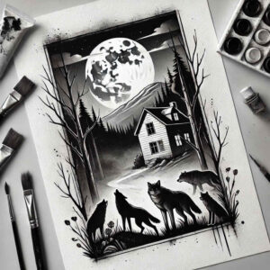 mystical-wolf-tattoo – tattoo design ideas free ai generated – realism-reflective-light – for-behind-ear – Gallery: wolves-inkby-ai