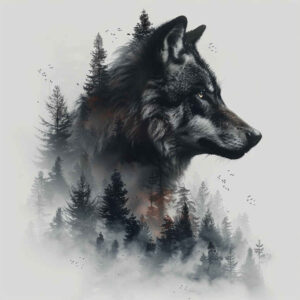 natural-look-wolf-tattoo – tattoo design ideas free ai generated – neotraditional-classic-motifs – for-lower-chest – Gallery: wolves-inkby-ai