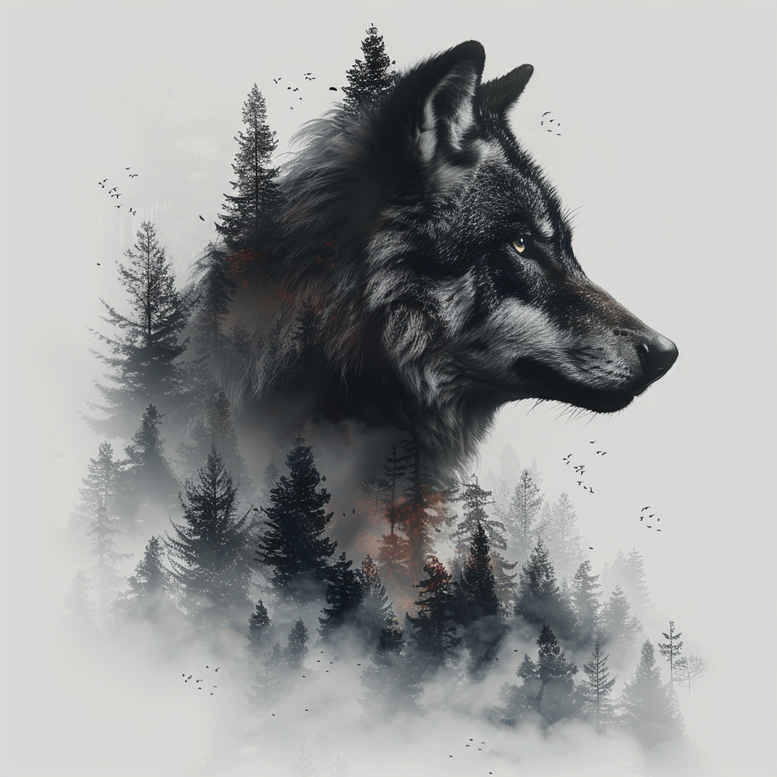natural-look-wolf-tattoo – tattoo design ideas free ai generated – neotraditional-classic-motifs – for-lower-chest – Gallery: wolves-inkby-ai