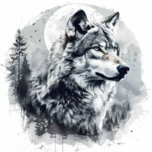 natural-look-wolf-tattoo – tattoo design ideas free ai generated – realism-contrast-play – for-temple – Gallery: wolves-inkby-ai