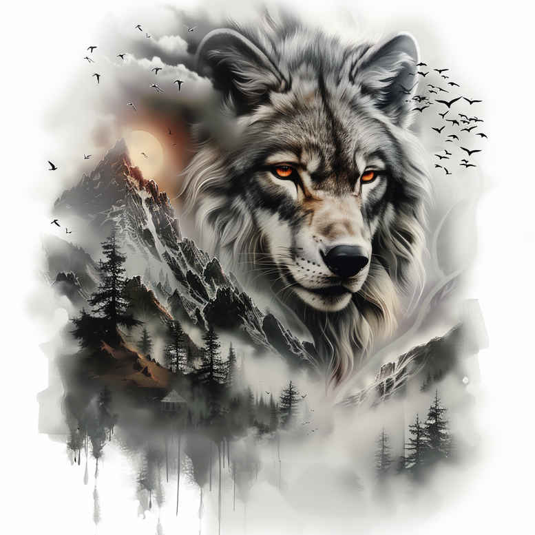 natural-look-wolf-tattoo – tattoo design ideas free ai generated – realism-illusion-of-depth – for-lower-back – Gallery: wolves-inkby-ai