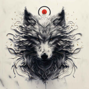 natural-look-wolf-tattoo – tattoo design ideas free ai generated – surrealism-enigmatic-aura – for-ankle – Gallery: wolves-inkby-ai