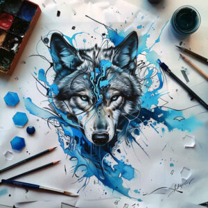 nature-motif-wolf-tattoo – tattoo design ideas free ai generated – realism-depth-of-field – for-elbow – Gallery: wolves-inkby-ai