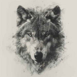organic-line-wolf-tattoo – tattoo design ideas free ai generated – realism-natural-contours – for-upper-arm – Gallery: wolves-inkby-ai
