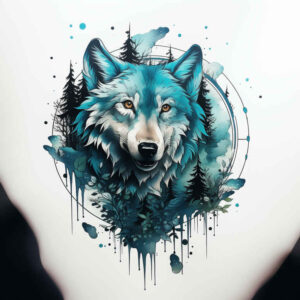 ornament-wolf-tattoo – tattoo design ideas free ai generated – neotraditional-rich-shading – for-shoulder-blade – Gallery: wolves-inkby-ai