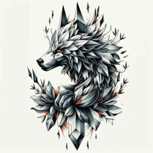 ornament-wolf-tattoo – tattoo design ideas free ai generated – surrealism-subconscious-themes – for-side-torso – Gallery: wolves-inkby-ai