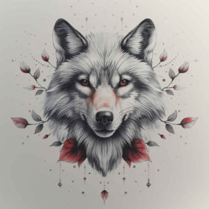 ornamental-detail-wolf-tattoo – tattoo design ideas free ai generated – neotraditional-clean-fill – for-abdomen – Gallery: wolves-inkby-ai