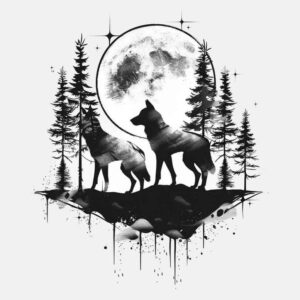 ornamental-detail-wolf-tattoo – tattoo design ideas free ai generated – neotraditional-refined-lines – for-foot – Gallery: wolves-inkby-ai