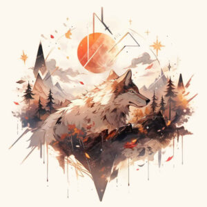 ornamental-detail-wolf-tattoo – tattoo design ideas free ai generated – realism-highlighted-contrast – for-upper-chest – Gallery: wolves-inkby-ai