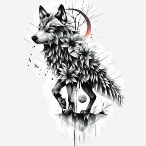 ornamental-wolf-tattoo – tattoo design ideas free ai generated – neotraditional-rich-shading – for-chest – Gallery: wolves-inkby-ai