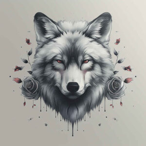 ornamental-wolf-tattoo – tattoo design ideas free ai generated – neotraditional-vivid-detail – for-shin – Gallery: wolves-inkby-ai