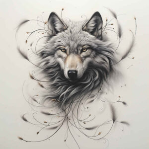 ornamental-wolf-tattoo – tattoo design ideas free ai generated – realism-depth-shading – for-sternum – Gallery: wolves-inkby-ai