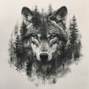 ornamental-wolf-tattoo – tattoo design ideas free ai generated – surrealism-abstract – for-lower-back – Gallery: wolves-inkby-ai