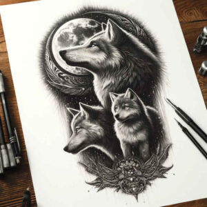 perseverance-symbol-wolf-tattoo – tattoo design ideas free ai generated – neotraditional-bold-texture – for-stomach – Gallery: wolves-inkby-ai