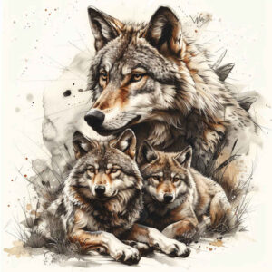 plant-ornament-wolf-tattoo – tattoo design ideas free ai generated – neotraditional-modern-classic – for-toe – Gallery: wolves-inkby-ai