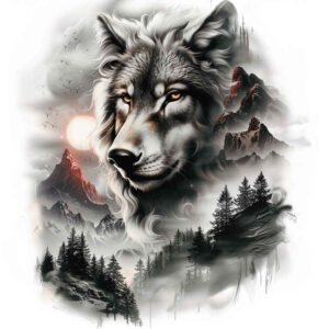 plant-ornament-wolf-tattoo – tattoo design ideas free ai generated – realism-organic-structure – for-forearm – Gallery: wolves-inkby-ai