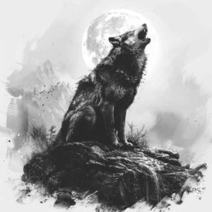 plant-ornament-wolf-tattoo – tattoo design ideas free ai generated – realism-skin-realism – for-thigh – Gallery: wolves-inkby-ai
