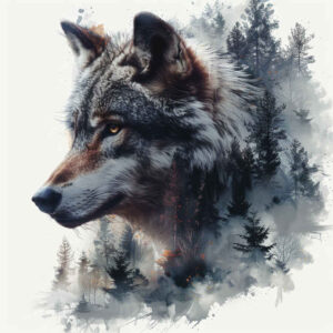 plant-ornament-wolf-tattoo – tattoo design ideas free ai generated – surrealism-illusionary – for-side-torso – Gallery: wolves-inkby-ai
