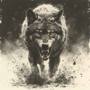 power-symbol-wolf-tattoo – tattoo design ideas free ai generated – neotraditional-soft-blending – for-biceps – Gallery: wolves-inkby-ai