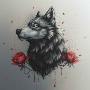 protection-motif-wolf-tattoo – tattoo design ideas free ai generated – neotraditional-layered-inks – for-thigh – Gallery: wolves-inkby-ai