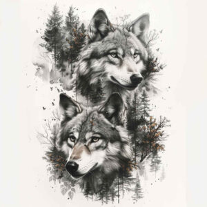 protection-motif-wolf-tattoo – tattoo design ideas free ai generated – neotraditional-soft-shadows – for-knee – Gallery: wolves-inkby-ai