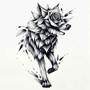 protection-motif-wolf-tattoo – tattoo design ideas free ai generated – neotraditional-subtle-tone – for-chest – Gallery: wolves-inkby-ai