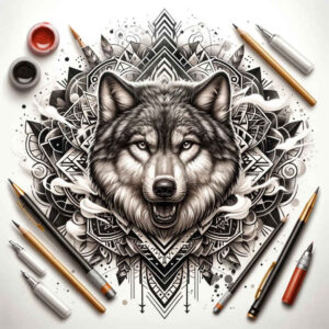 protection-motif-wolf-tattoo – tattoo design ideas free ai generated – realism-natural-finish – for-wrist – Gallery: wolves-inkby-ai