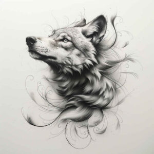 protection-motif-wolf-tattoo – tattoo design ideas free ai generated – surrealism-phantom-shadows – for-upper-back – Gallery: wolves-inkby-ai