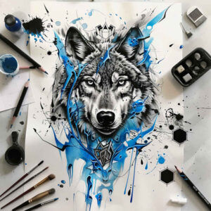 realistic-wolf-tattoo – tattoo design ideas free ai generated – realism-rich-blacks – for-lower-chest – Gallery: wolves-inkby-ai